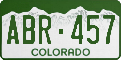 CO license plate ABR457