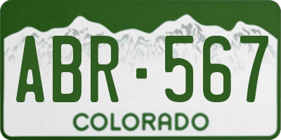 CO license plate ABR567