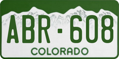 CO license plate ABR608