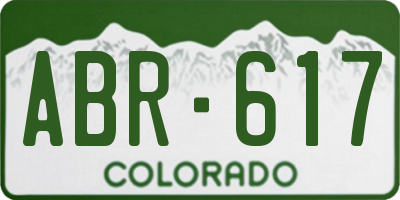 CO license plate ABR617
