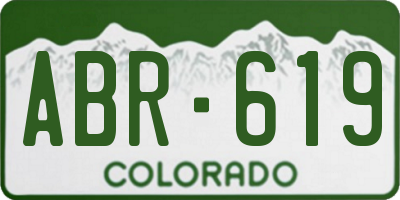 CO license plate ABR619