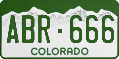 CO license plate ABR666