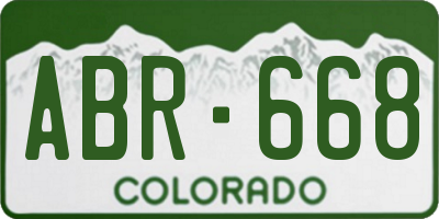 CO license plate ABR668