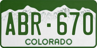CO license plate ABR670