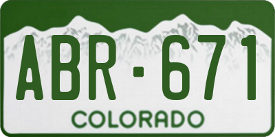 CO license plate ABR671