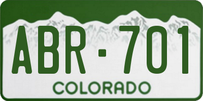 CO license plate ABR701