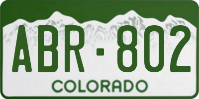 CO license plate ABR802
