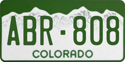 CO license plate ABR808