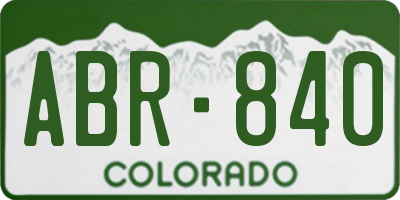 CO license plate ABR840