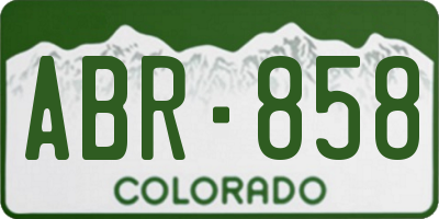 CO license plate ABR858
