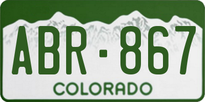 CO license plate ABR867
