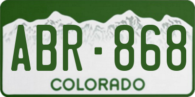 CO license plate ABR868