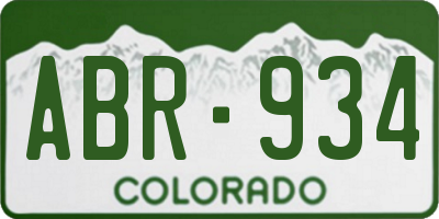 CO license plate ABR934