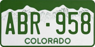 CO license plate ABR958