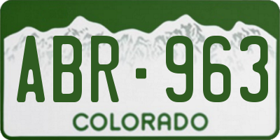 CO license plate ABR963