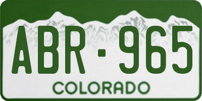 CO license plate ABR965