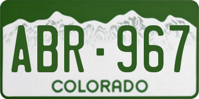CO license plate ABR967