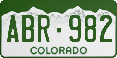 CO license plate ABR982