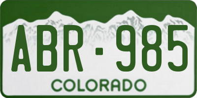 CO license plate ABR985