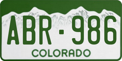 CO license plate ABR986