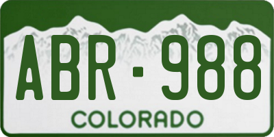 CO license plate ABR988