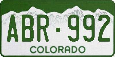CO license plate ABR992