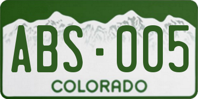 CO license plate ABS005