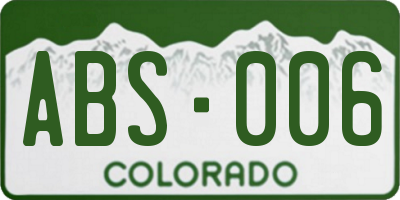 CO license plate ABS006