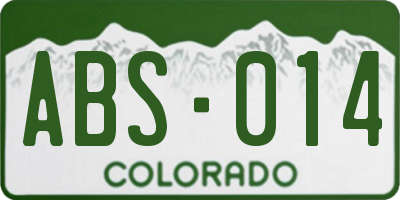 CO license plate ABS014