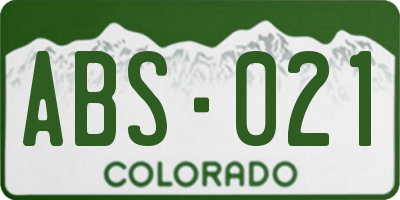 CO license plate ABS021