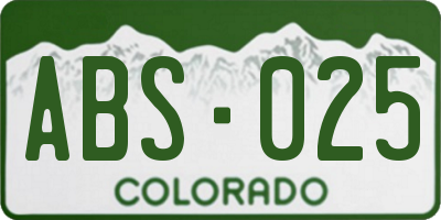 CO license plate ABS025