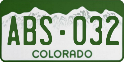 CO license plate ABS032