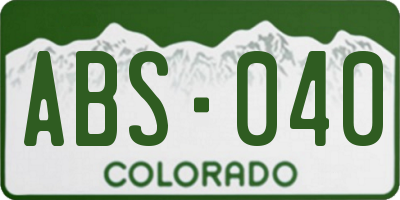 CO license plate ABS040