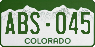 CO license plate ABS045