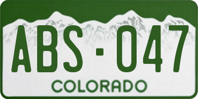 CO license plate ABS047