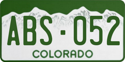 CO license plate ABS052