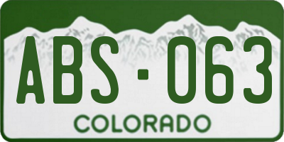 CO license plate ABS063