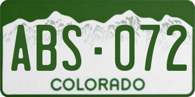 CO license plate ABS072