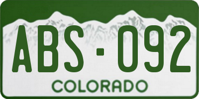 CO license plate ABS092