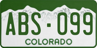 CO license plate ABS099