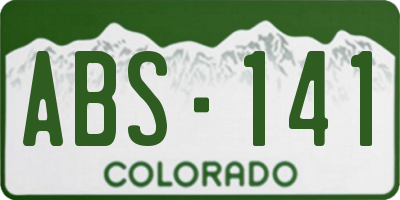 CO license plate ABS141