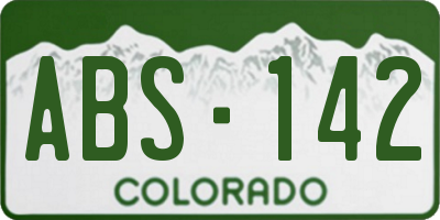 CO license plate ABS142