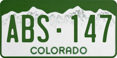 CO license plate ABS147
