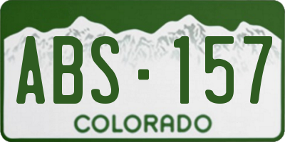CO license plate ABS157