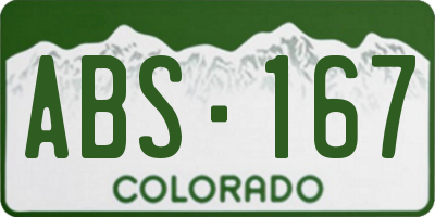 CO license plate ABS167