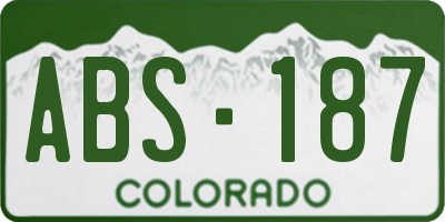 CO license plate ABS187