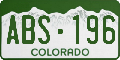 CO license plate ABS196