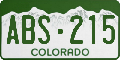 CO license plate ABS215