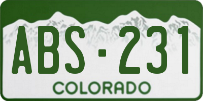CO license plate ABS231