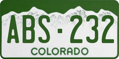 CO license plate ABS232